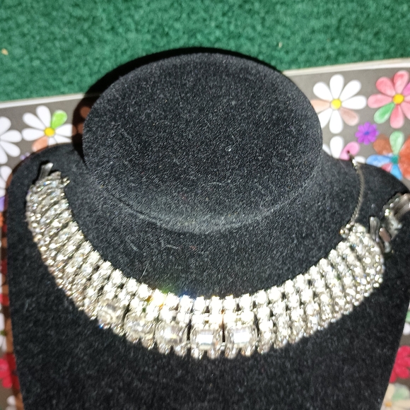 Silver Rhinestone Mesh Bracelet 7 Inches With A Safety Catch.